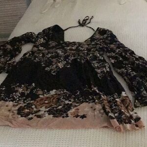 Floral Black and Brown Women's Top